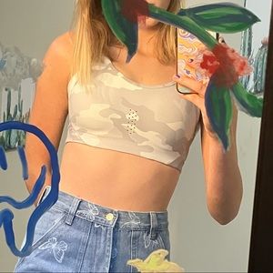 monochrome camo sports bra